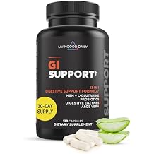Livingood Daily Gut Cleanse Detox Supplement, 13-in-1 GI Support with L Glutamine, Aloe Vera, Digestive Enzymes, Probiotics & MSM, Vegetarian Capsules, Gluten Free, Non GMO, Allergen Free, 120 Count