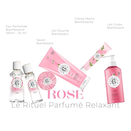 Roger&Gallet - Lait Corps Bienfaisant Rose 250ml - Lait Corps Hydratant Parfumé - Beurre de Karité - 96% d'ingrédients d'origine naturelle (Lot de 2)