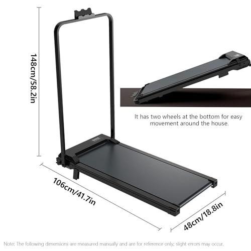 Image of Walking Pad with Handle Bar, 1.2HP Electric Portable Small Treadmills for Home Small Spaces,0.6-4.9MPH Compact Walking Pads Treadmill with Handles, 350LBS