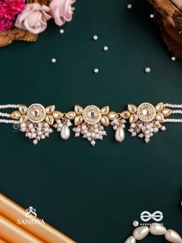 Image of SANJOYA by EVERSTYLISH Kundan Necklace for Women | Gold-Tone Floral Design with Pearls | Ethnic Jewelry for Weddings, Festivals & Special Occasions