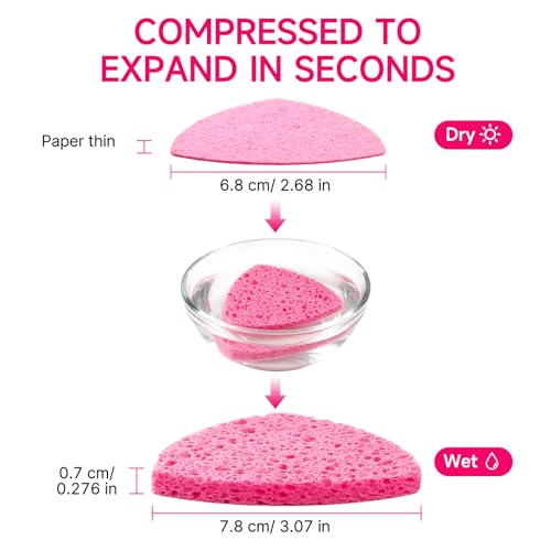 120PCS Compressed Facial Sponges with 6 Travel Cases, Soft Cellulose Triangle Face Sponges for Cleansing, Disposable Facial Sponges for Estheticians, Makeup Removal & Gentle Exfoliating Face Sponge — view 5
