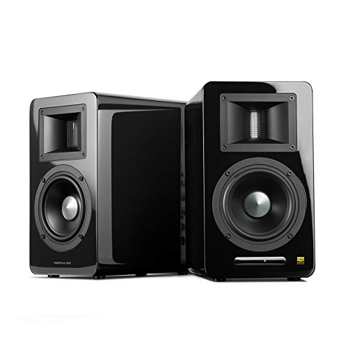 Image of Airpulse A100 Hi-Res Audio Certified Active Speaker System Built-in Amplifier Optical, Bluetooth 4.1 aptX, RCA, AUX, and USB Inputs - Pair Black