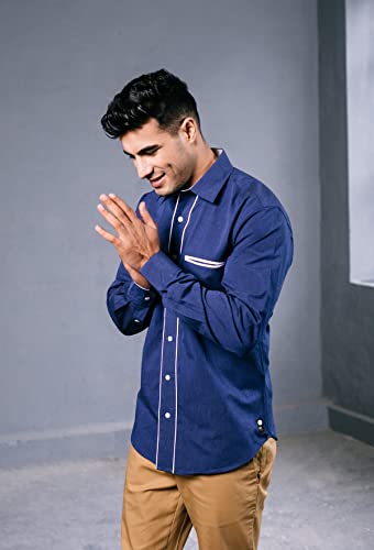Image of SHIRT THEORY Check Cotton Full Sleeves Casual Shirt for Men II Solid Premium Cotton Shirt II Stylish Shirt for Men II Men Casual Shirt II