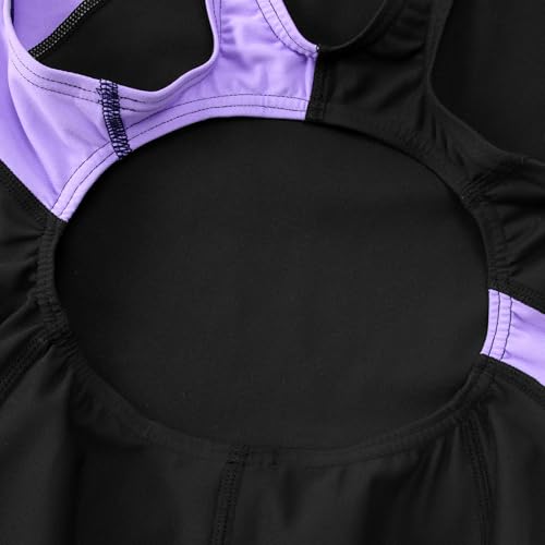 Image of Kids Girls Athletic Swimsuit One Piece Solid Swimwear for Practice and Competition in Black and Navy Bathing Suit