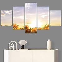 SIGNWIN 5 Panel Canvas Wall Art Modern Art Bohemian Bouquet Colorful Cool Floral Group Multicolor Photography Realism for Home Decorations Ready to Hang - 60