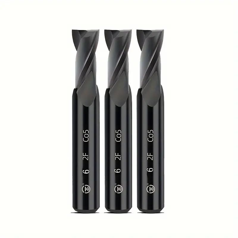 Durable Double-Edged Milling Cutter Combination - Black-Coated Carbide - Suitable for Steel, Forged Steel, Hardened Steel, Copper, Alloys and Materials (3PCS 10*10*22*72-2F)