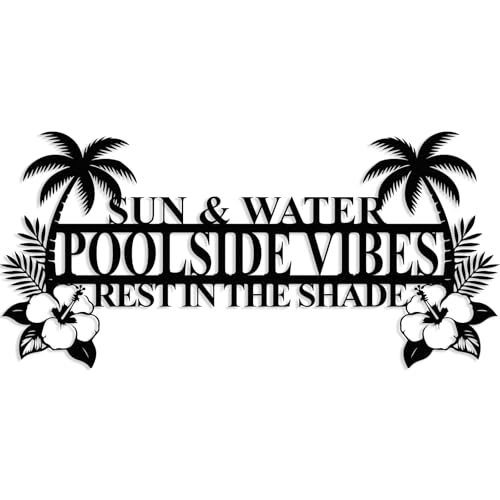 Custom Palm Tree Oasis Metal Sign, Personalized Poolside Decor, Palm