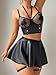 SwiiDuu Sexy Leather Underwire Choker Garter Lingerie Set Bra Skirt with Thigh Cuffs(Black Small)
