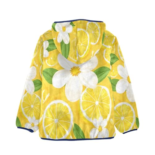 Lemon Slice Flower Pattern Toddler Fleece Jacket Girl Boys Hooded Fleece Jacket Coat Warm Outwear Zip-up 3-10T2