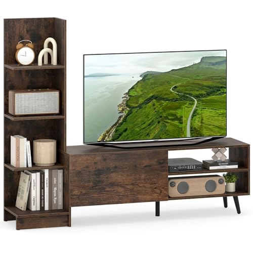 COSTWAY Wohnwand Fernsehtisch für TV bis zu 50 Zoll, TV Schrank mit...