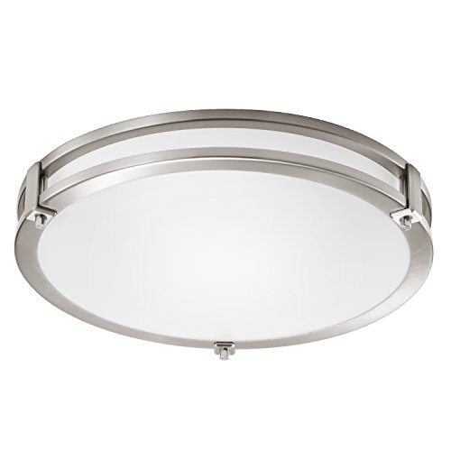 GetInLight LED Flush Mount Ceiling Light, 18-Inch, 30W(150W Equivalent), Brushed Nickel Finish, 4000K(Bright White), Dimmable, Round, Dry Location Rated, ETL Listed, IN-0307-4-SN-40