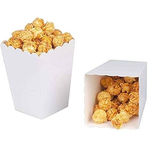 ZooYoo White Popcorn Boxes Cardboard Candy Party Favor Boxes,24pcs Cover