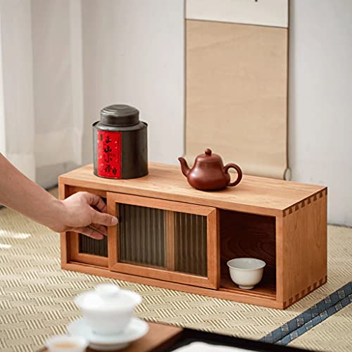 zyr Teekabinett Kirsche Holz Lagerschrank Schiebetüren Schließfach Home Decoration Kleine Schrankvorratsaufbewahrung Küche Badezimmer Arbeitsplatz Kabinett - Image 6