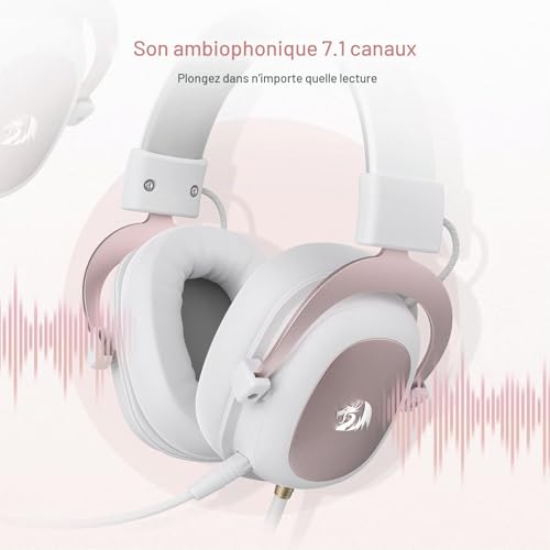 Casque audio de jeu Redragon H510 Zeus White à réduction de bruit