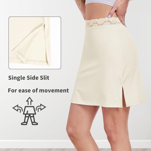 Image of MANCYFIT Half Slips for Women Underskirt Short Mini Skirt with Floral Lace Waistband