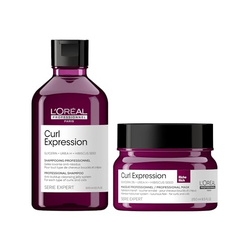Image of L'Oreal Professionnel DUO Curl Expression Moisturising & Hydrating Shampoo 300ml & Curl Expression Hair Rich Mask 250ml