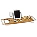 SoBuy® Ripiano per Vasca da Bagno in bambù,con Supporto Libri e Tablet,Lunghezza in 70-104cm, FRG207-N,IT
