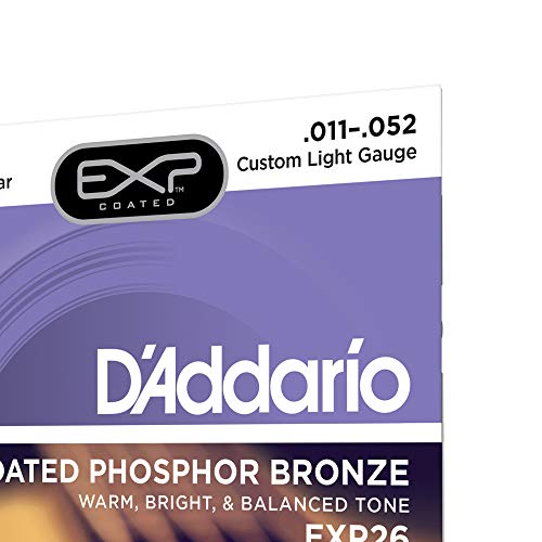 Image of D'Addario EXP26 Coated Phosphor Bronze Acoustic Guitar Strings, Custom Light, 11-52