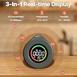 MOES CO Detector, Portable Mini Carbon Monoxide Alarm with LCD Screen, 3 in 1 Measures Carbon Monoxide, Temperature & Air Humidity, For Home, Campervan, Car, Gas Rooms, Boats, RVs (Grey) - Image 2