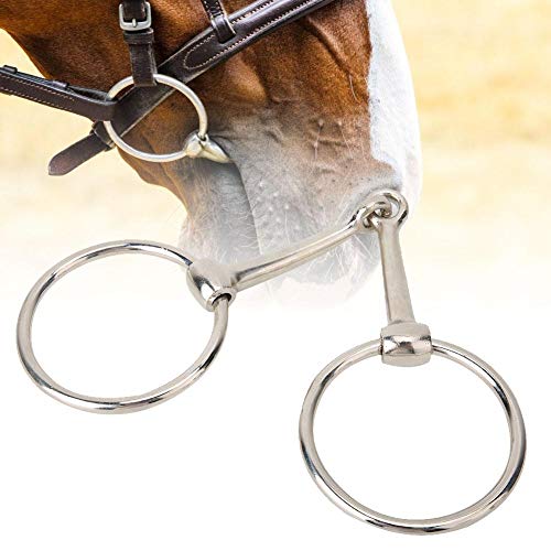 Hffheer Caballo Snaffle bit Acero Inoxidable Caballo Boca Ovalada Anillo de Caballo Flojo Boca articulada Hueca bit Accesorios ecuestres