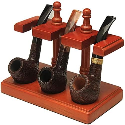 BMINK Wooden Tobacco Pipe Rack, Pipe Display Rack Tobacco Pipe Stand - Pipe Rack for 3 Smoking Pipe - Wooden Straight Row Handmade Cigar Accessories