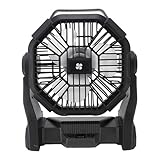 Tbest USB Wiederaufladbare Camping -Fan Im Freien mit LED -Laterne Professioneller Tragbarer Zeltfan für Camping und Outdoor Aktivitäten (BLACK)