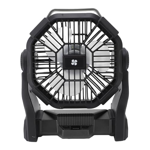 Ventilador Portátil Al Aire Libre Ventilador de Campamento Recargable de la Tienda Al Aire Libre con Linterna LED para Viajar por Supervivencia (BLACK)