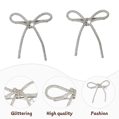 Pinzas para cabello con lazo de pedrería, 2 piezas miniatura 3