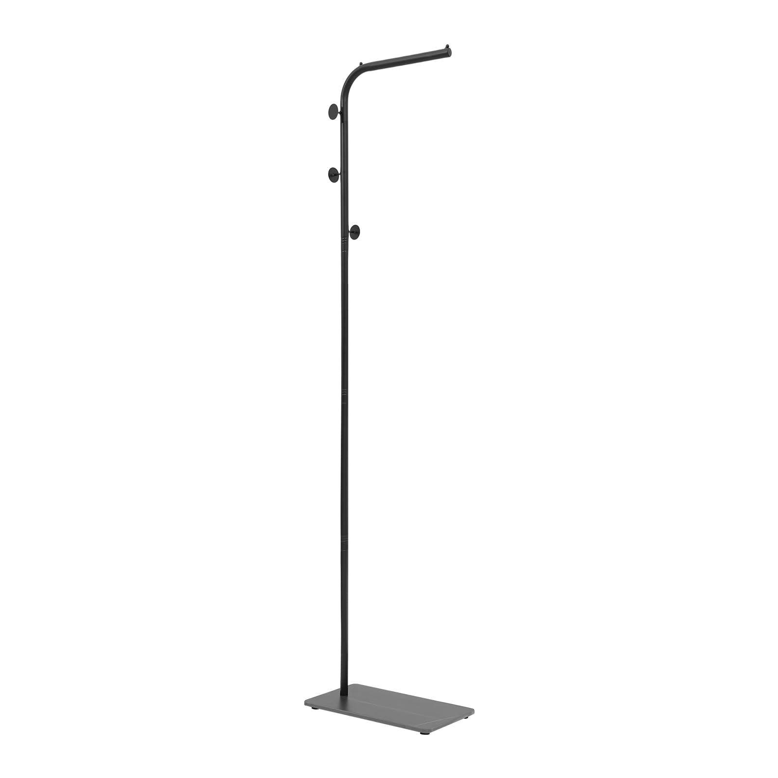 Garderoba z metalu z płytą łupkową, 170 cm, wieszak stojący z 3 haczykami i półką, kolor czarny, do korytarza, salonu, sypialni, solidne wzornictwo, oszczędność miejsca