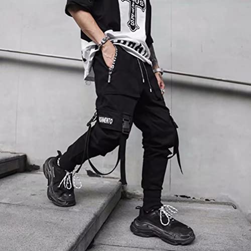 Mens Joggers Pants Techwear Hip Hop Emo Pants Fashion Streetwear Tactical Track Pants Joggers-A-Xl #TOP3