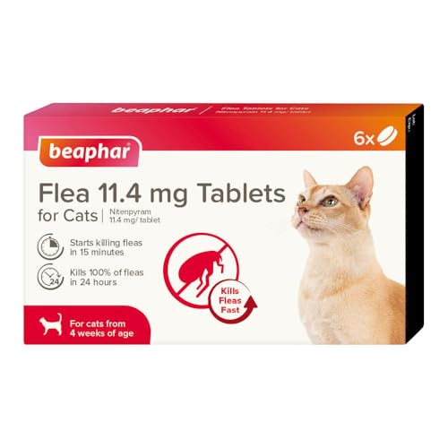 Beaphar - Flea Tablets for Cats & Kittens - 6 Treatment Pack - Rapid Knock Down of Fleas - Starts Killing Fleas in 15 Minutes Kills 100% in 24hrs - Veterinary Medicine - For Cats from 4 Weeks Old