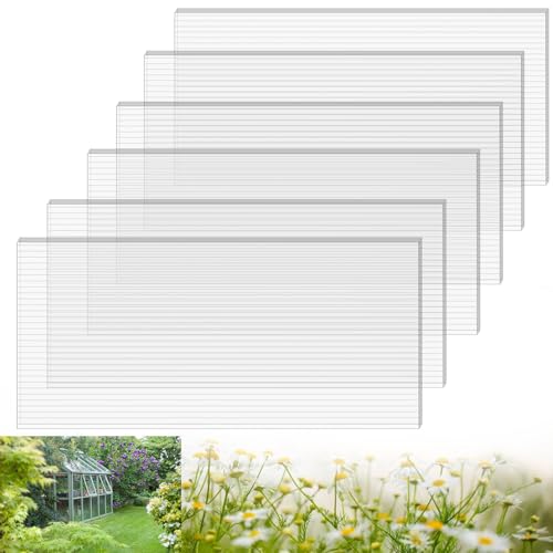 6 Pack Polycarbonate Greenhouse Panels, 4' x 2' x 0.24"