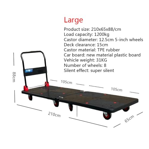 Carretilla industrial de plataforma plegable extra larga miniatura 2