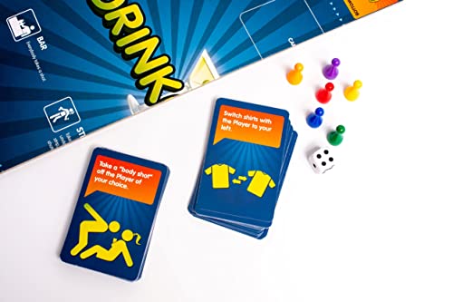 Drinkopoly - the King of Drinking Games - Combined Board/Table Party Games for Adults and Students with 50 Cards with Tasks, an (Un) Forgettable Experience, A Drinking Game Set