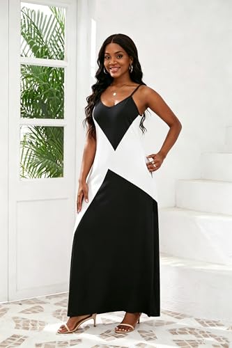 Image of vunahzma Womens Casual Fashion Sleeveless Plus Size Loose Long Sexy Maxi Dress with Pockets