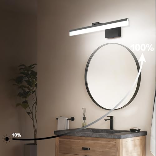 Image of SOLFART 23.6 inch Black Bathroom Light Fixture 5 Color Temperature Dimmable LED Vanity Lights Bathroom Vanity Lights Over Mirror Light Bar Vanity Lighting Fixtures 5CCT