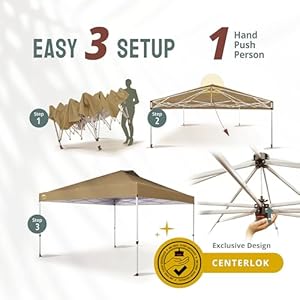   CROWN-SHADES-12x12-Pop-Up-Canopy-Outside-Canopy-Patented-One-Push-Tent-Canopy-with-Wheeled-Carry-Bag-Bonus-8-Stakes-and-4-Ropes-Beige