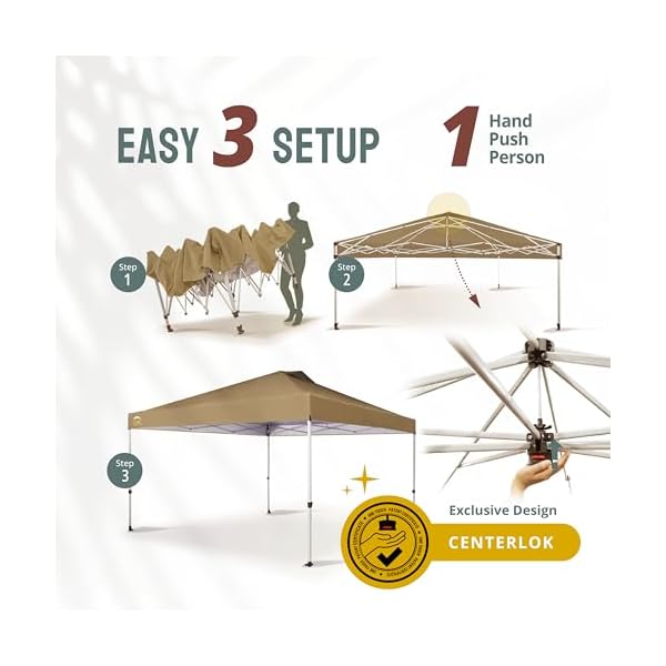   CROWN-SHADES-12x12-Pop-Up-Canopy-Outside-Canopy-Patented-One-Push-Tent-Canopy-with-Wheeled-Carry-Bag-Bonus-8-Stakes-and-4-Ropes-Beige