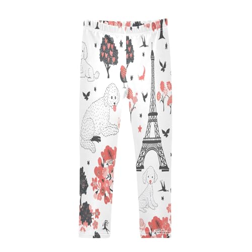 Toddler Girls Leggings Printed Yoga Pants Leggings Paris and Poodle Dog for Kids