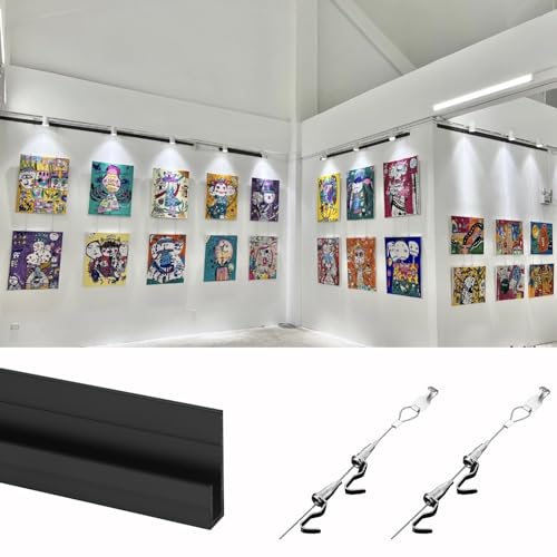 Kit Sistema di Sospensione per Quadri da Galleria - Gancio per Cornice Artistica in Lega di Alluminio Regolabile con Cavo da 8,2/2,5 m - Perfetto per Decorazioni per la casa, mostre ed espo