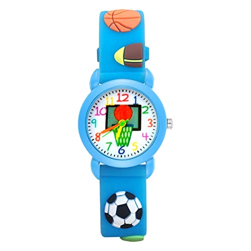Reloj de niña Moda Dibujos Animados Fútbol Baloncesto Estilo Relojes Estudiante Niñas Cuarzo 3D Silicona Reloj de Pulsera Relojes para niñas (Color : Sky Blue)