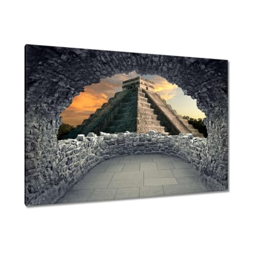 Toile 120x80cm Chichen Itza Mexique : la solution idéale pour habiller un grand mur vide