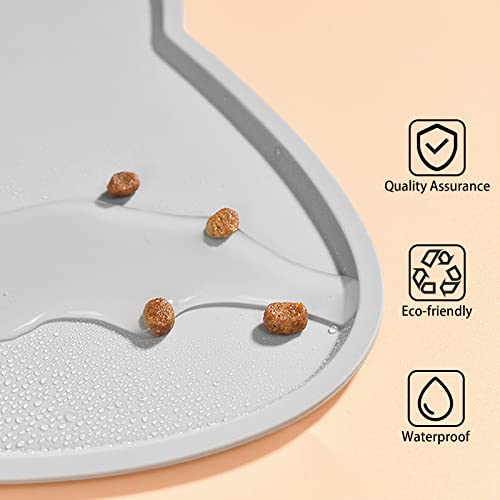 septillar Napfunterlage Katzen Hund, 52x30 cm Silikon wasserdichte Futterunterlage rutschfeste Futternäpfe Wassernapf Katzenmatte (Hell Grau) - Image 5