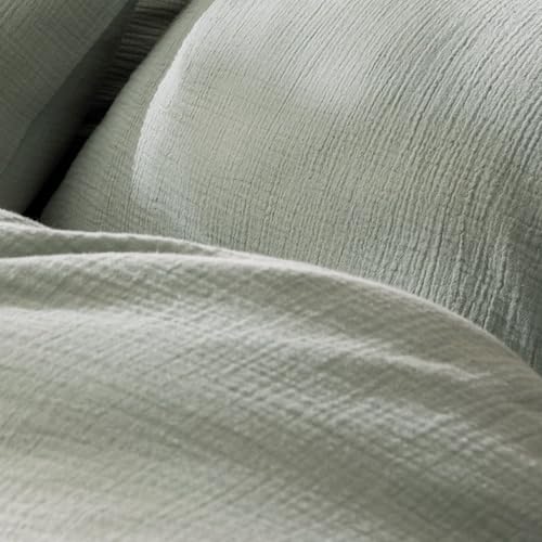 Parure de lit double gaze de coton MATT & ROSE douceur absolue lichen