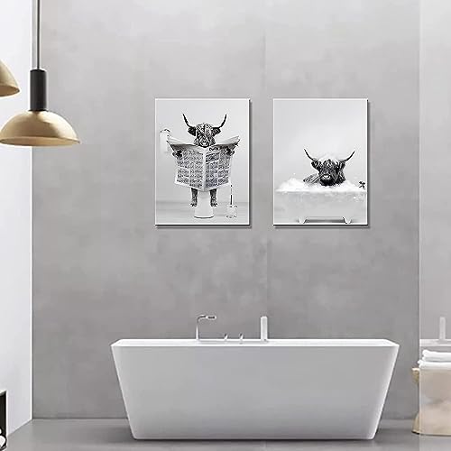 Bovins des Highlands poster mural noir et blanc déco maison papier peint amusant - 3
