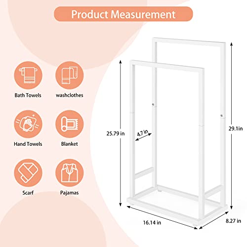 Free-Standing-Towel-Racks-for-Bathroom-2-Tier-Hand-Towel-Drying-Rack-Metal-Blanket-Towel-Holder-Stand-for-Bedroom-Indoor-Outdoor-Pool-Small-Blanket-Rack-Matte-White