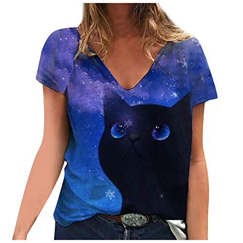 Sensail Camiseta de Mujer Manga Corta,Animales Impresión Blusa Camisa Cuello Redondo Basica,Camiseta Suelto Verano Tops Casual Fiesta T-Shirt Original tee