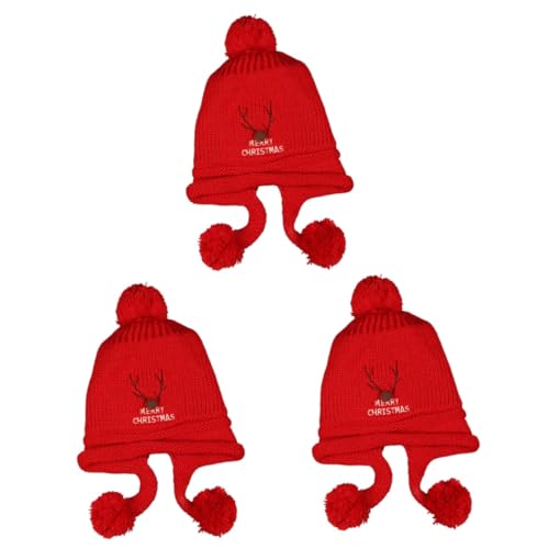 Bonnet en tricot pour enfants et tout-petits ABOOFAN - Lot de 3 de Noël unisexe en laine