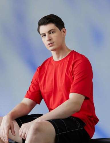 Image of Veirdo 100% Pure Cotton Drop Shoulder Oversized Baggy Fit Half Sleeve Plain Solid Round Neck Multicolor T-Shirt Combo for Men (Pack of 3) (Sizes S-2XL)