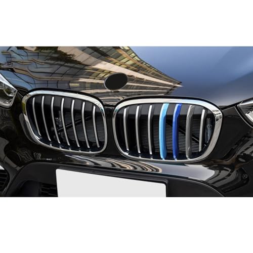 Image of x xotic tech Iconic 3-color Tri Grille Insert Trims Strips, Front Center Kidney Grilles Compatible with BMW G05 X5 2019-2023 W /O Night Vision Camera Option (7 Beams)